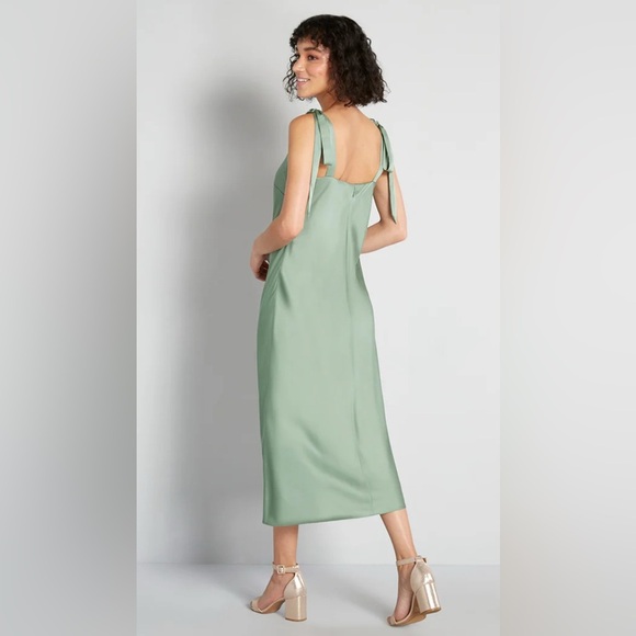 Hutch Mint Green Satin Slip Bow Shoulder Tie Midi Dress Formal Wedding Size 8 - Picture 2 of 9